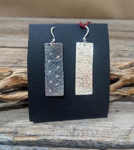Hammered Silver rectangle Earrings by Esta Kirschner